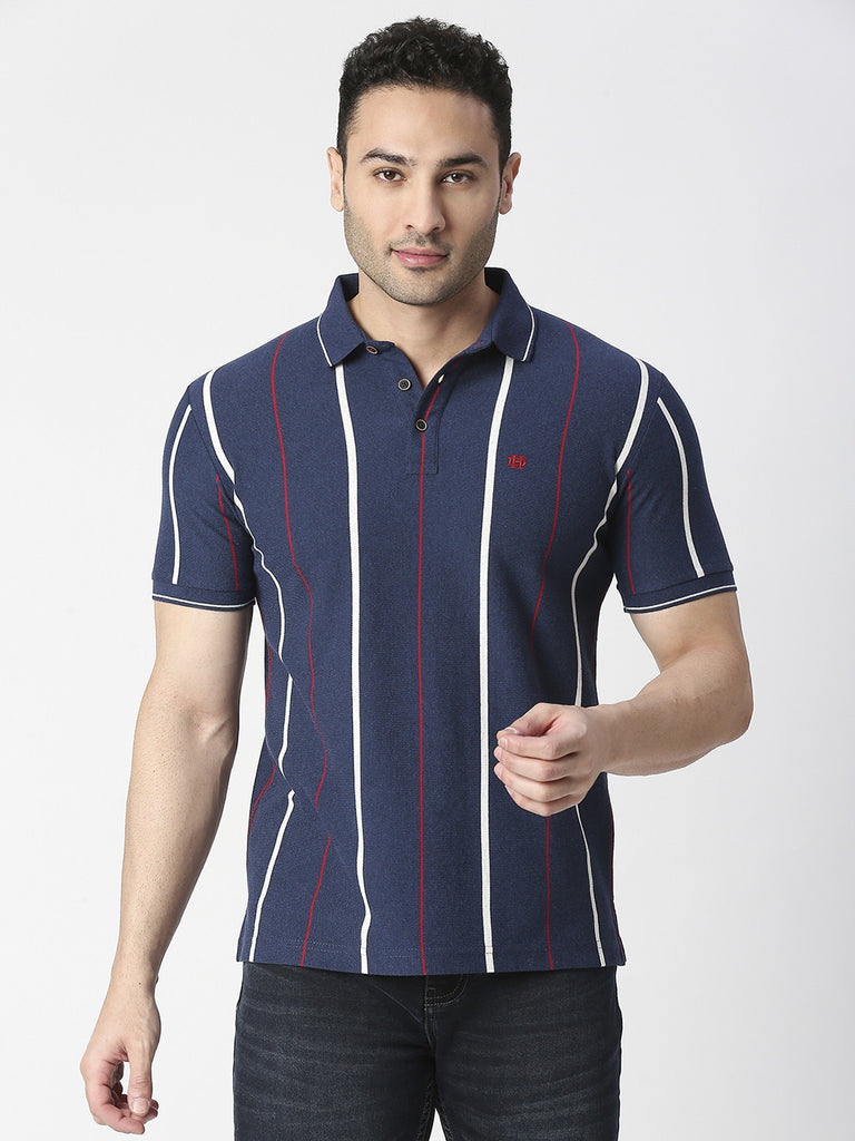 Navy Verticle Stripes Pique Polo T-shirt – Dragon Hill Lifestyle