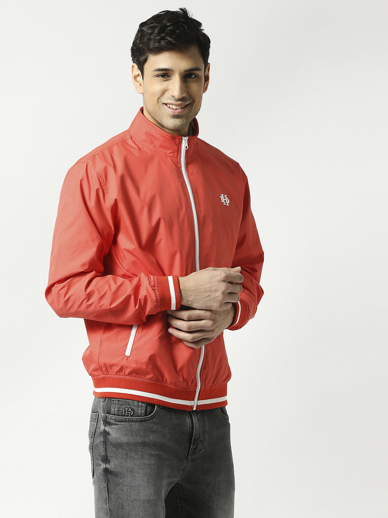 Red Bomber Jacket with White Trim