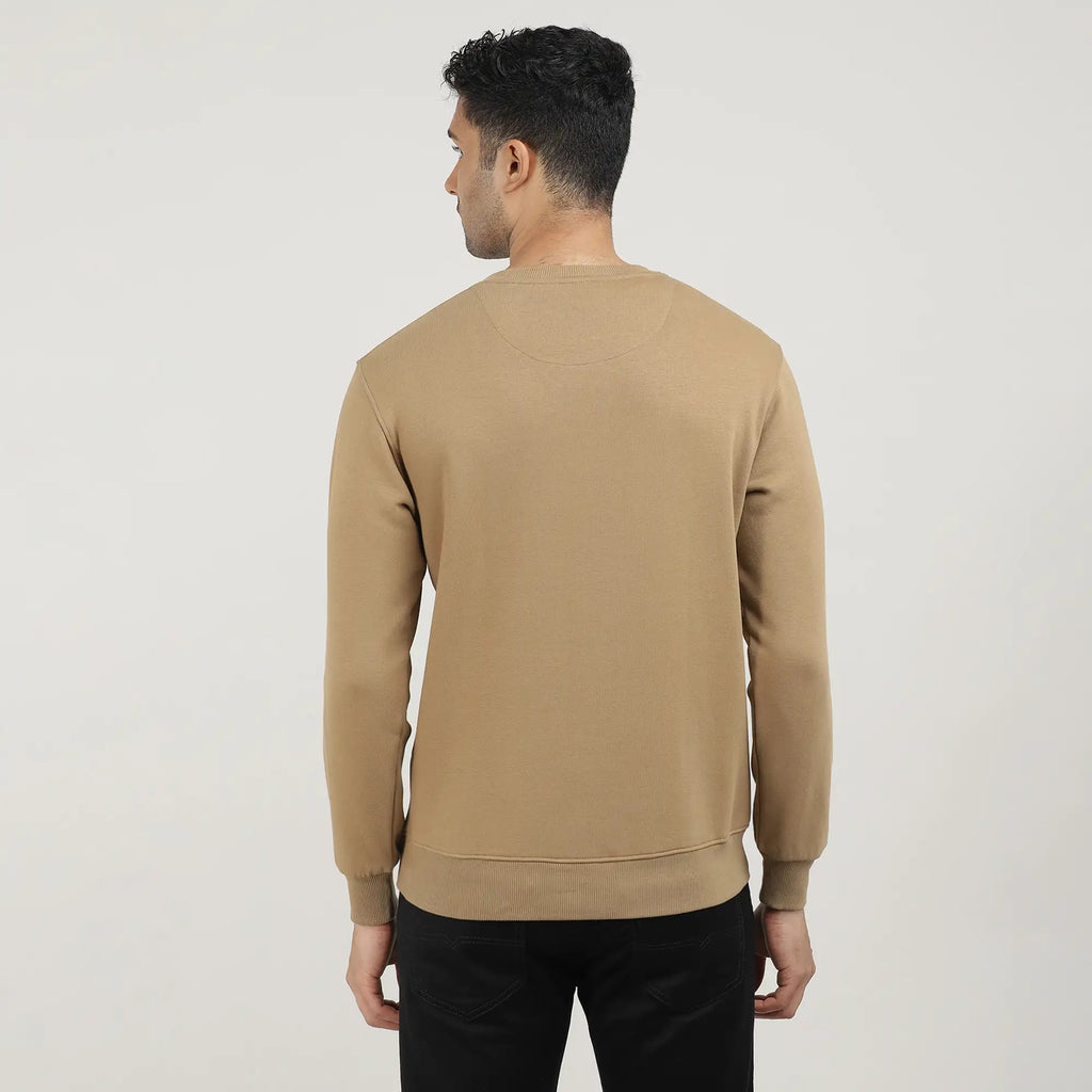 Khaki Varsity Round Neck Sweatshirt