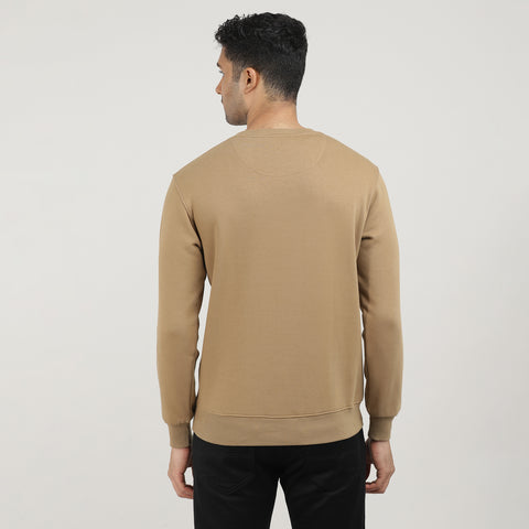 Khaki Varsity Round Neck Sweatshirt