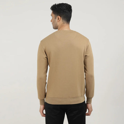 Khaki Varsity Round Neck Sweatshirt