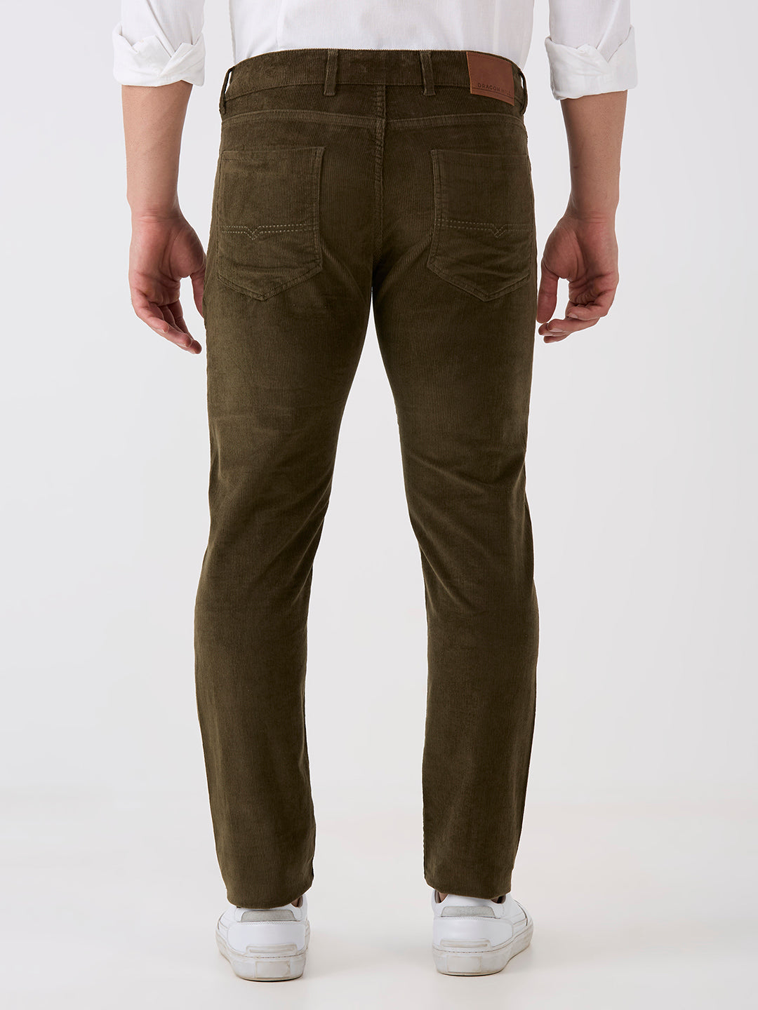 Olive 5 Pocket Slim Tapered Cotton Stretch Jeans