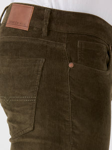 Olive 5 Pocket Slim Tapered Cotton Stretch Jeans