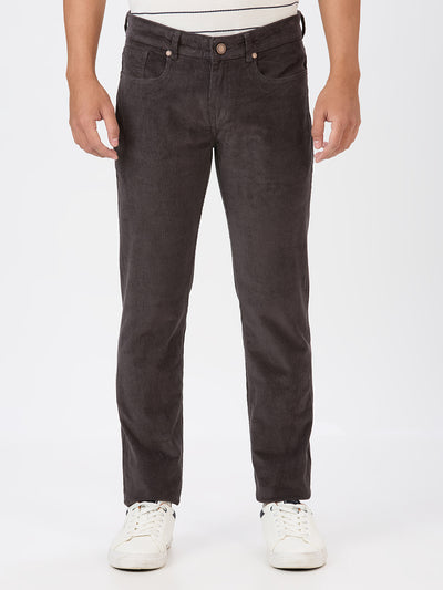 Dark Grey 5 Pocket Slim Tapered Cotton Stretch Jeans