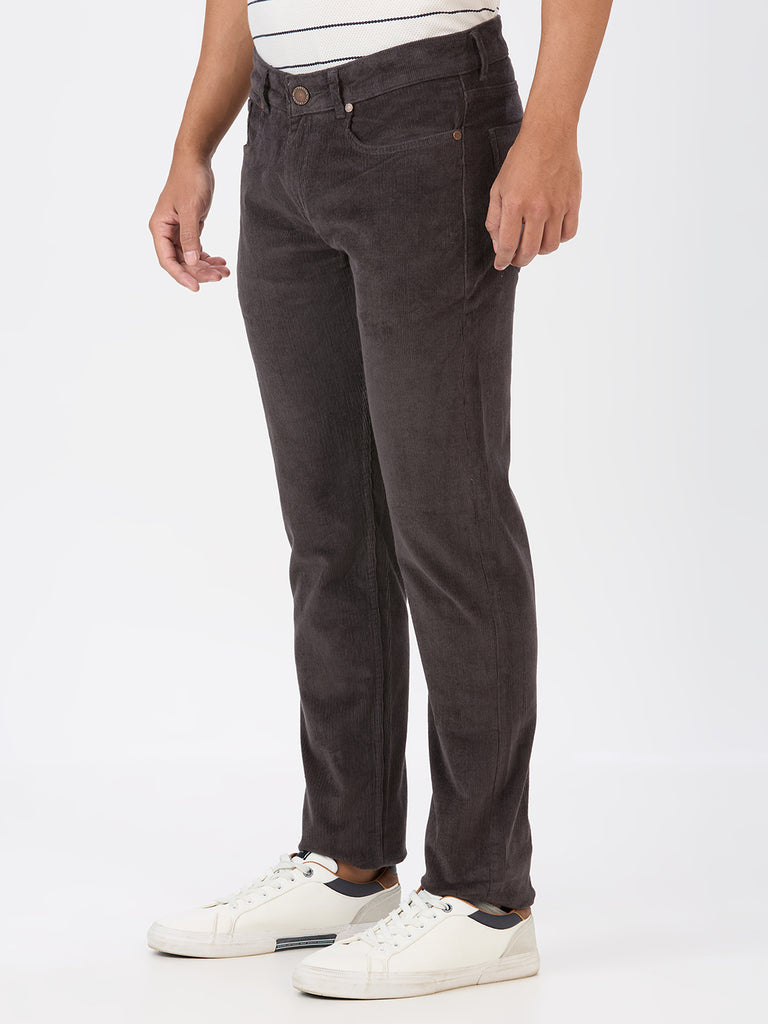 Dark Grey 5 Pocket Slim Tapered Cotton Stretch Jeans