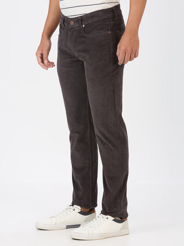 Dark Grey 5 Pocket Slim Tapered Cotton Stretch Jeans