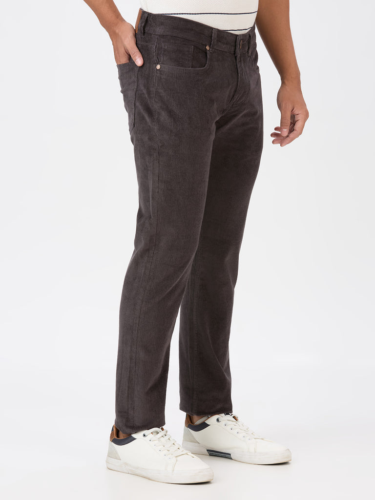 Dark Grey 5 Pocket Slim Tapered Cotton Stretch Jeans