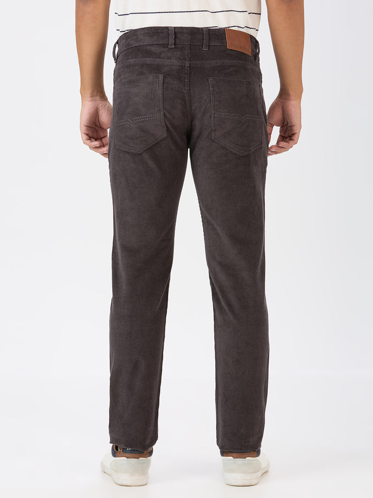 Dark Grey 5 Pocket Slim Tapered Cotton Stretch Jeans