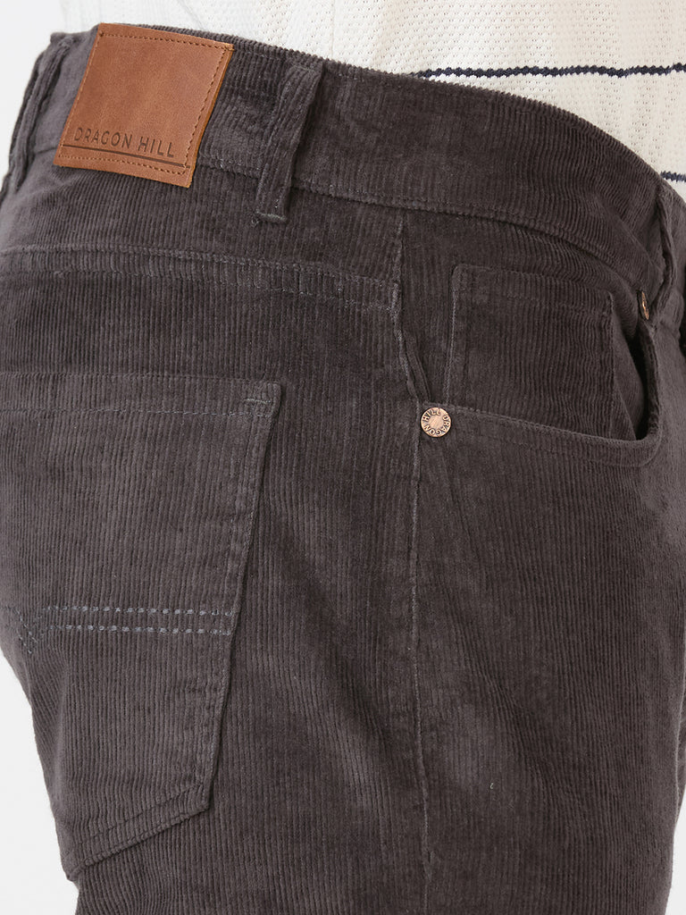 Dark Grey 5 Pocket Slim Tapered Cotton Stretch Jeans