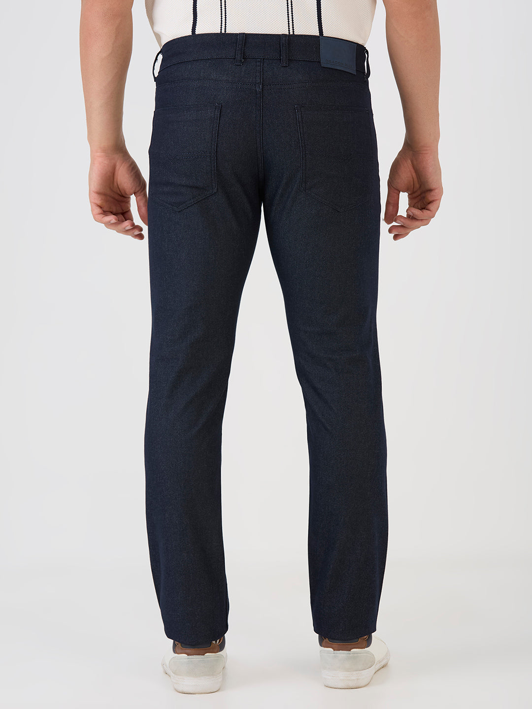 Dark Navy 5 Pocket Slim Tapered Cotton Stretch Jeans