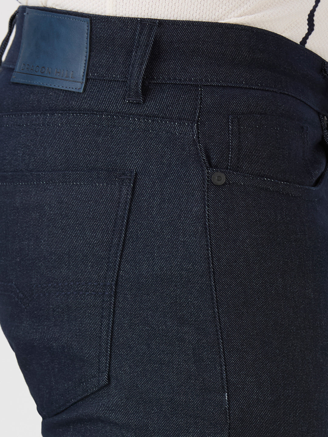 Dark Navy 5 Pocket Slim Tapered Cotton Stretch Jeans