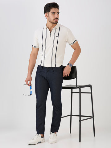 Dark Navy 5 Pocket Slim Tapered Cotton Stretch Jeans