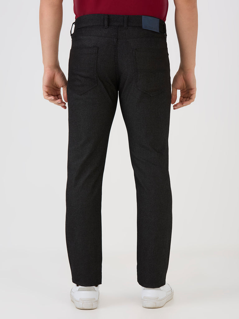 Black 5 Pocket Slim Tapered Cotton Stretch Jeans
