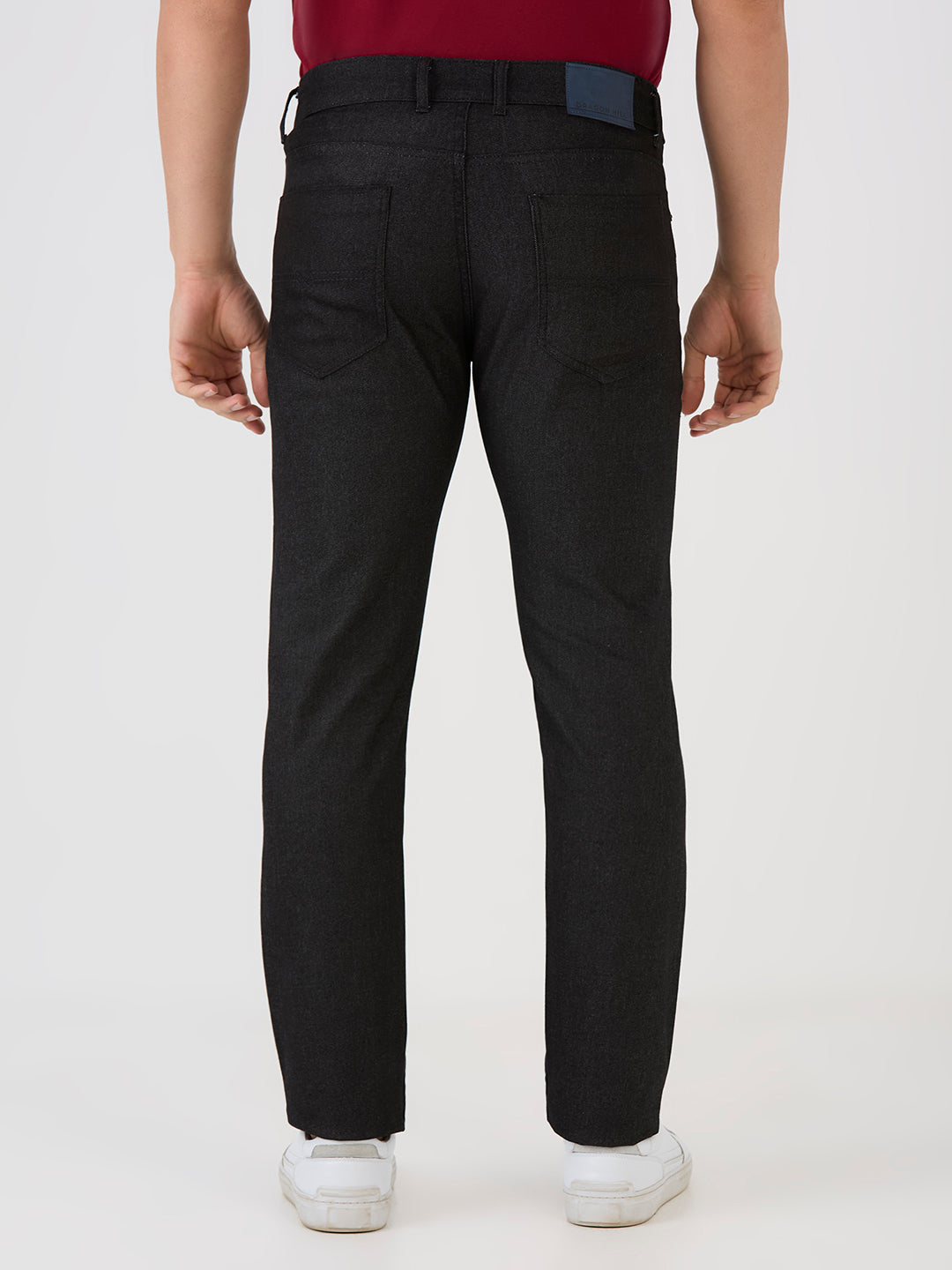 Black 5 Pocket Slim Tapered Cotton Stretch Jeans