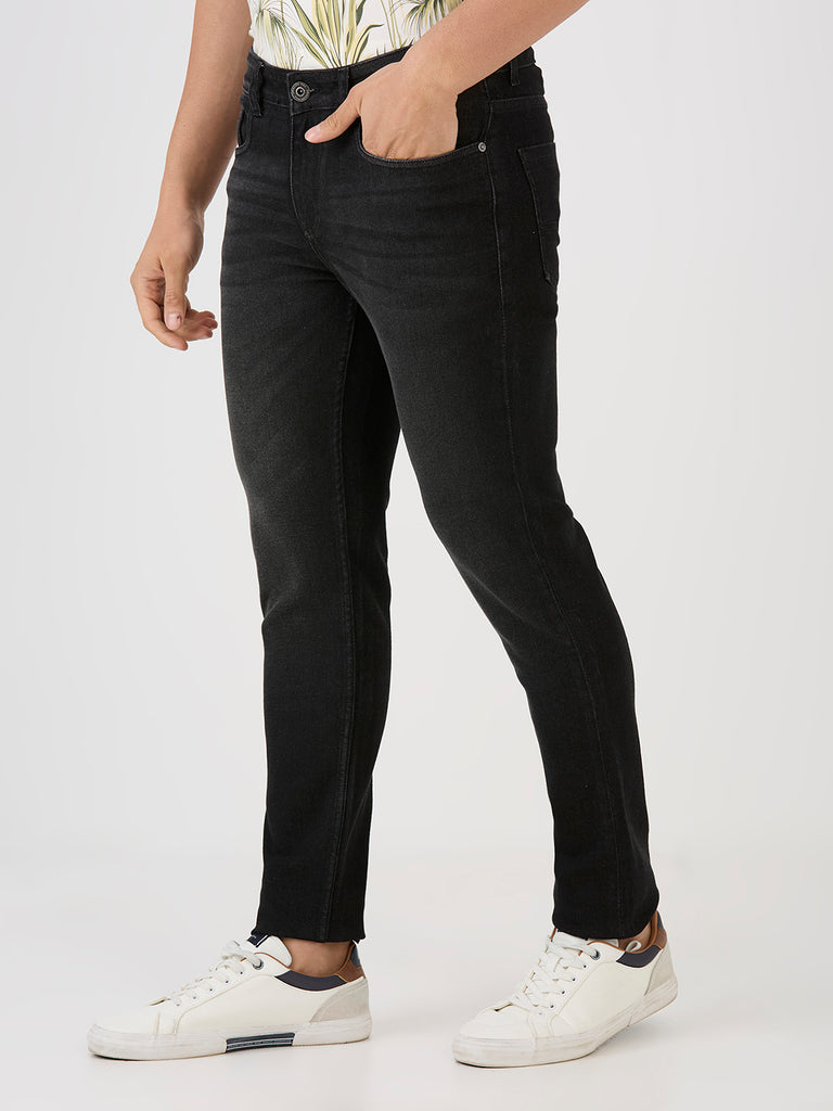 Carbon Black Slim Tapered Stretch Denim