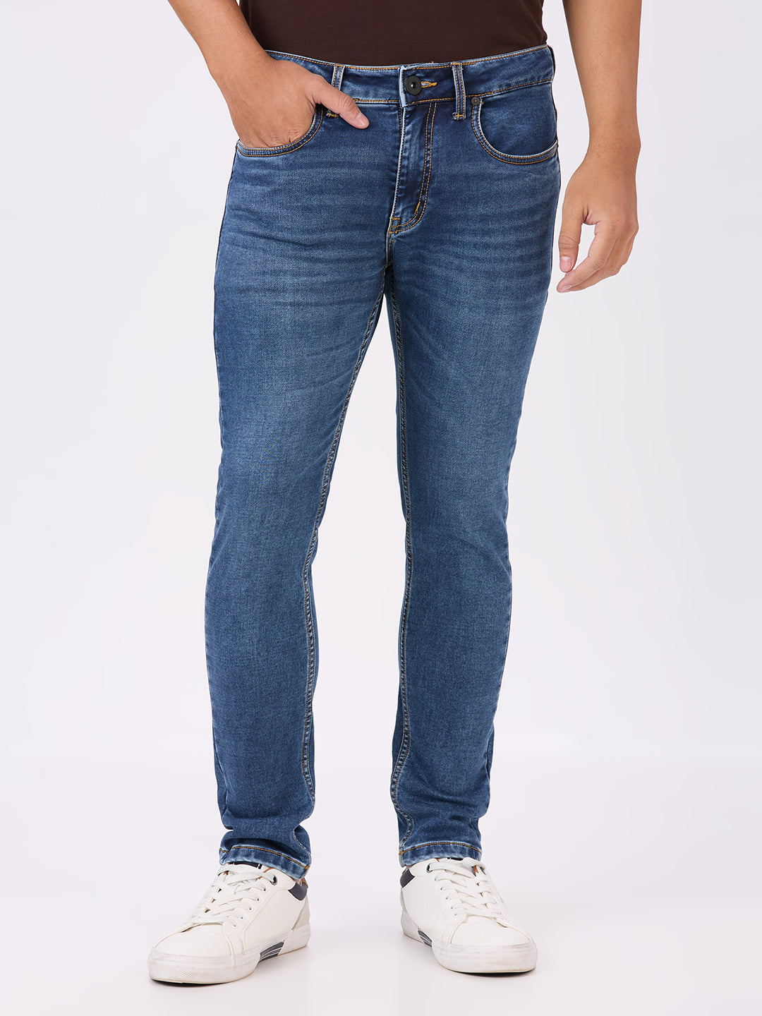 Stone Wash Ankle Length Stretch Denim
