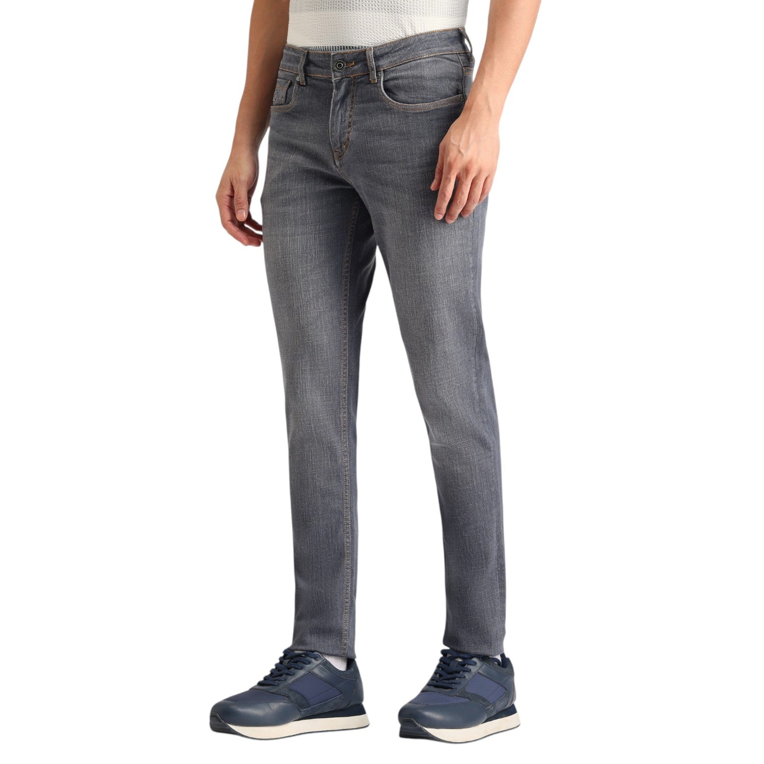Stone Grey Slim Tapered Denim