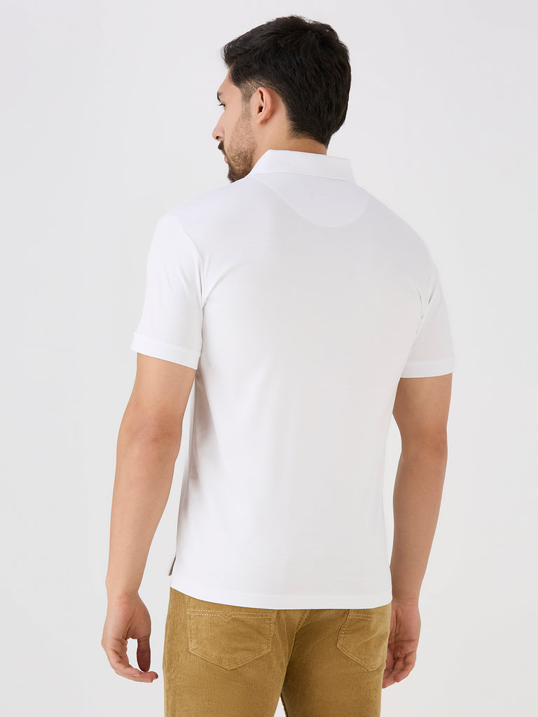 White Mercerised Cotton Solid Polo