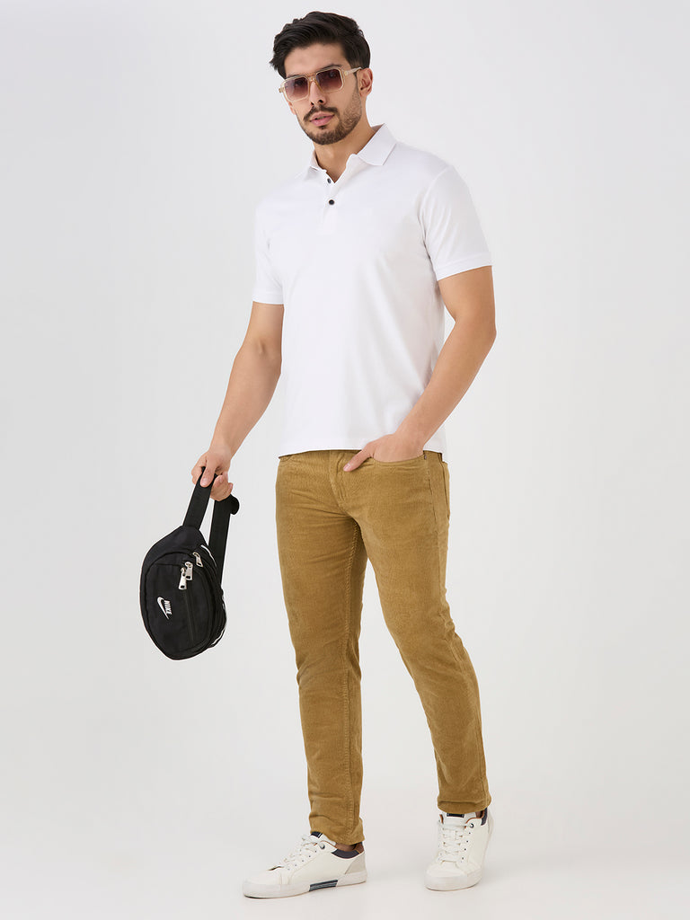 White Mercerised Cotton Solid Polo