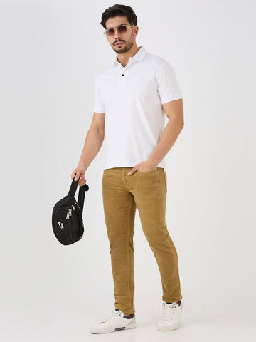 White Mercerised Cotton Solid Polo