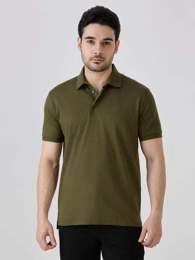 Olive Mercerised Cotton Solid Polo