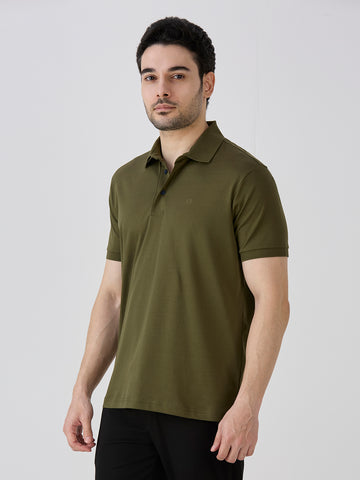 Olive Mercerised Cotton Solid Polo