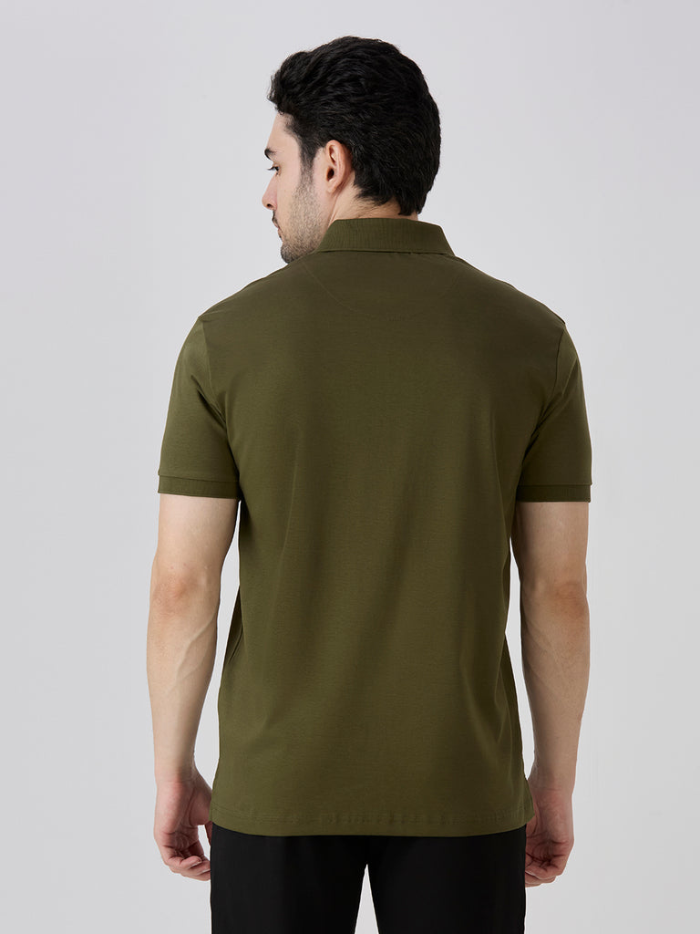 Olive Mercerised Cotton Solid Polo