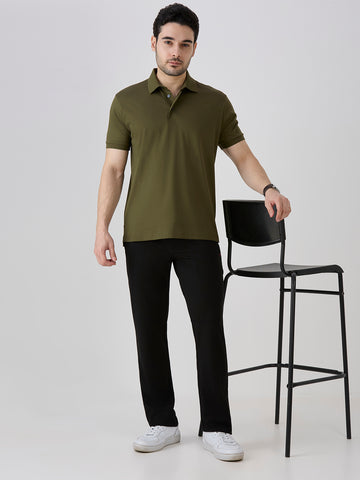 Olive Mercerised Cotton Solid Polo