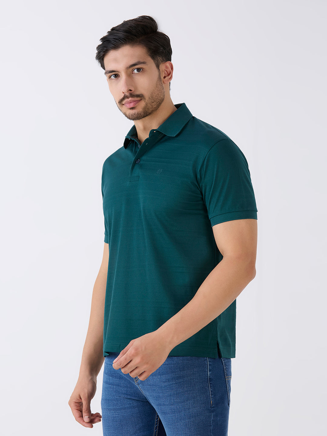 Fern Green Mercerised Jacquard Solid Polo