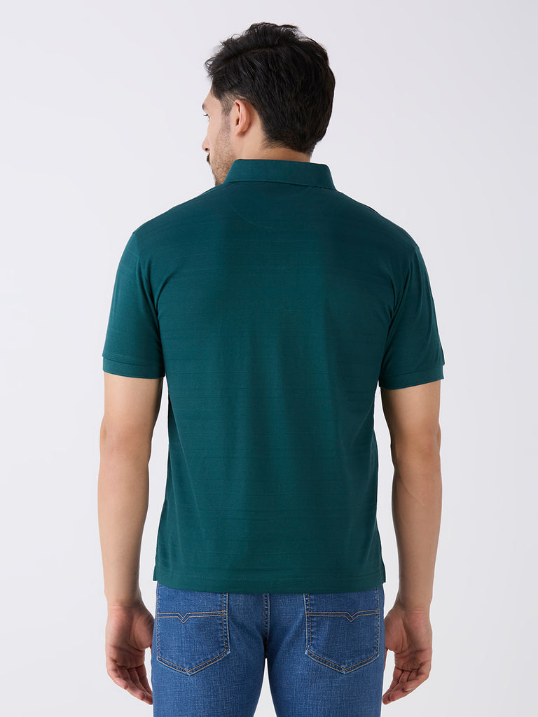 Fern Green Mercerised Jacquard Solid Polo