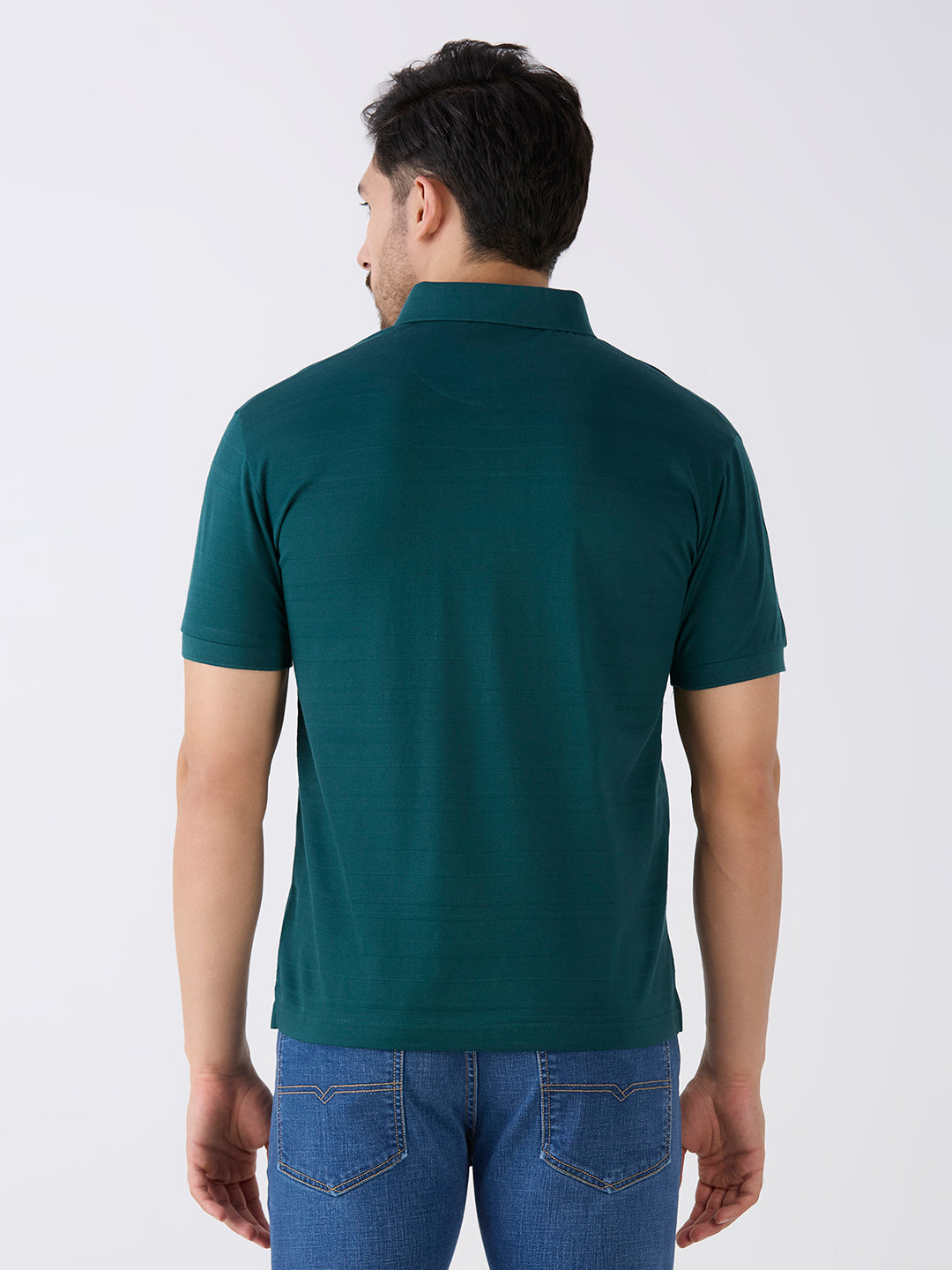Fern Green Mercerised Jacquard Solid Polo