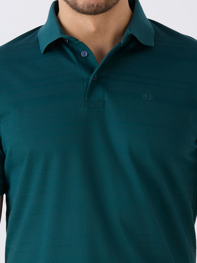 Fern Green Mercerised Jacquard Solid Polo