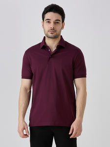 Wine Mercerised Solid Polo