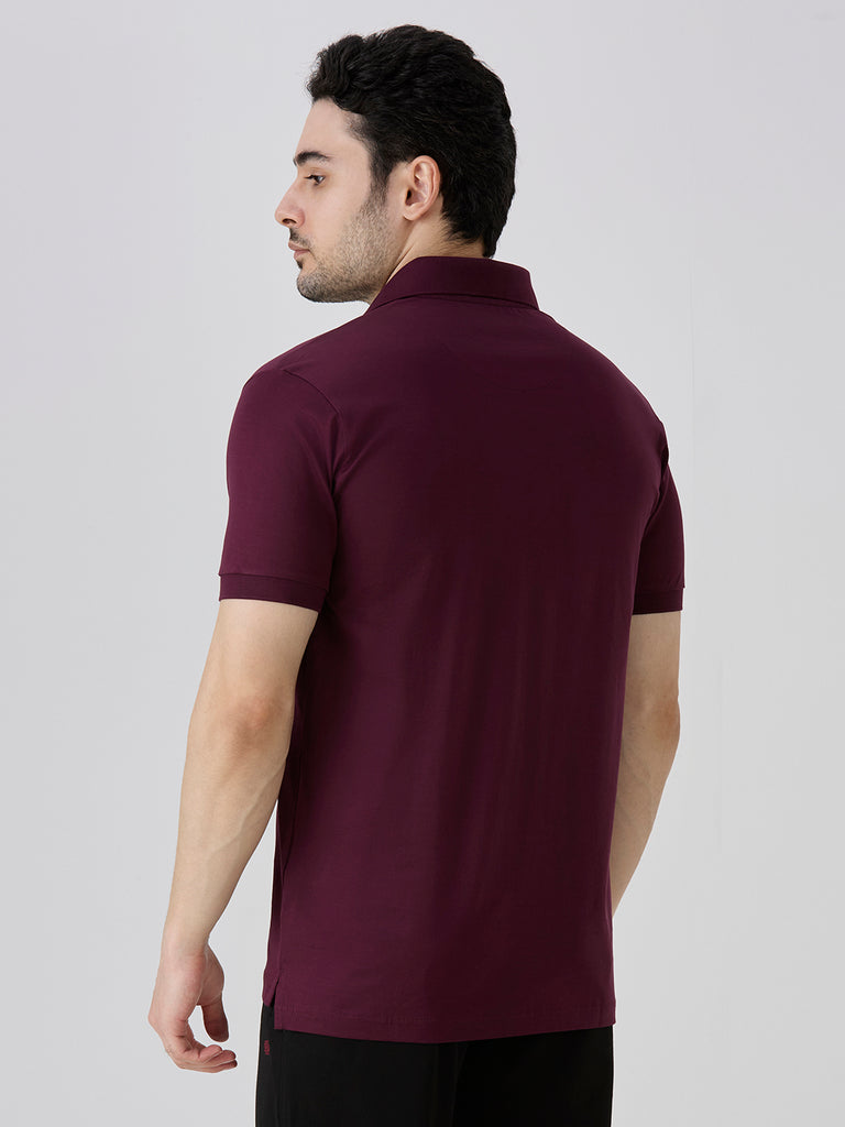 Wine Mercerised Solid Polo