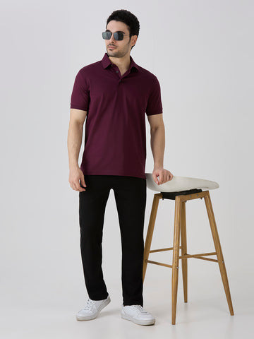 Wine Mercerised Solid Polo