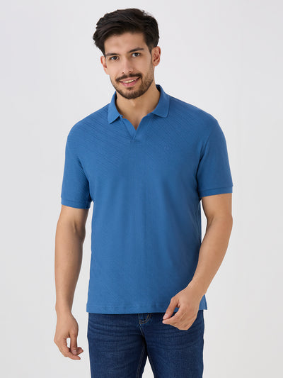 Air Force Jacquard Johny Collar Solid Polo