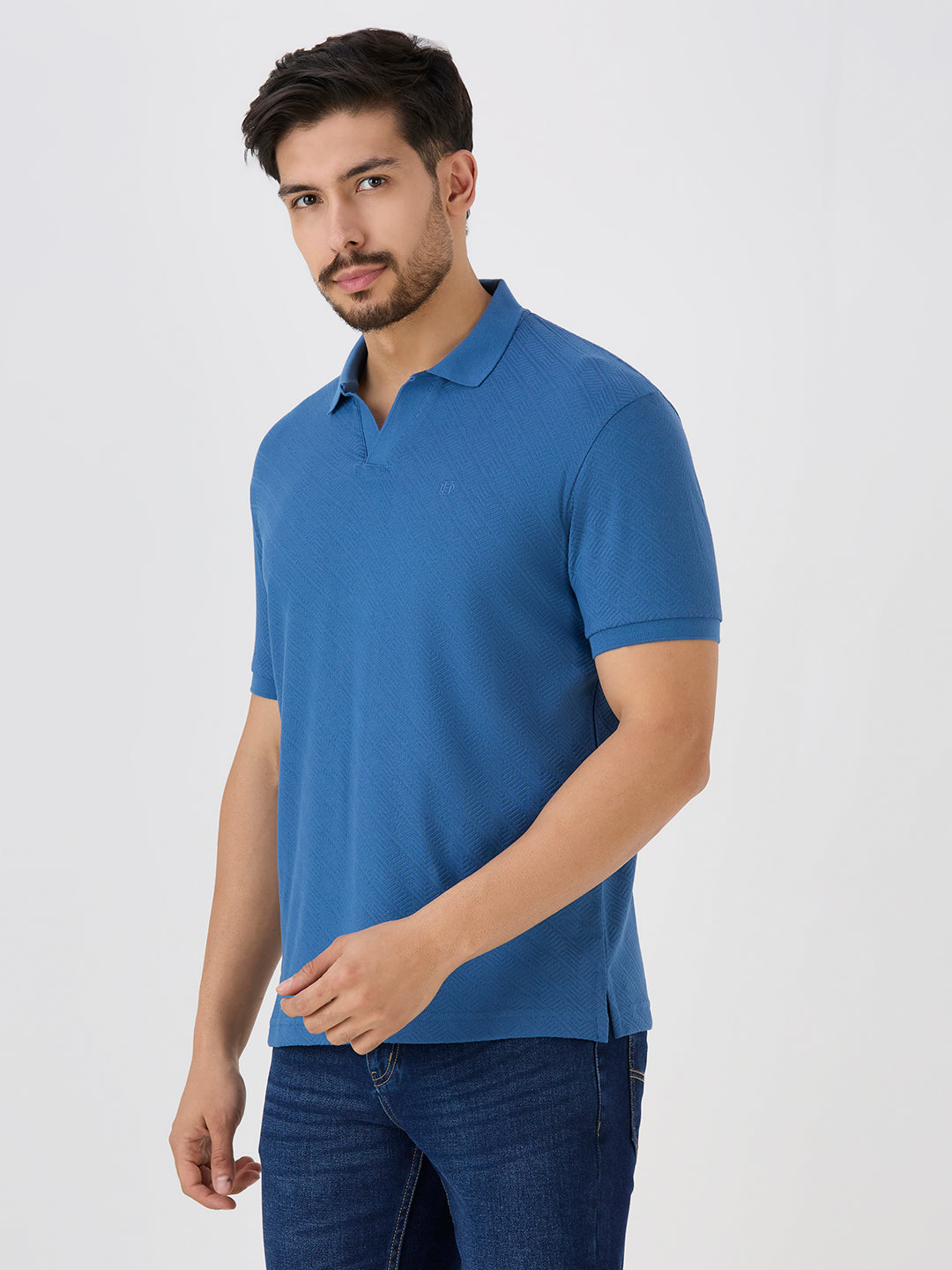 Air Force Jacquard Johny Collar Solid Polo