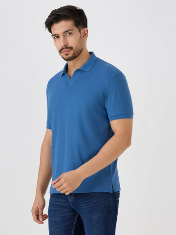 Air Force Jacquard Johny Collar Solid Polo