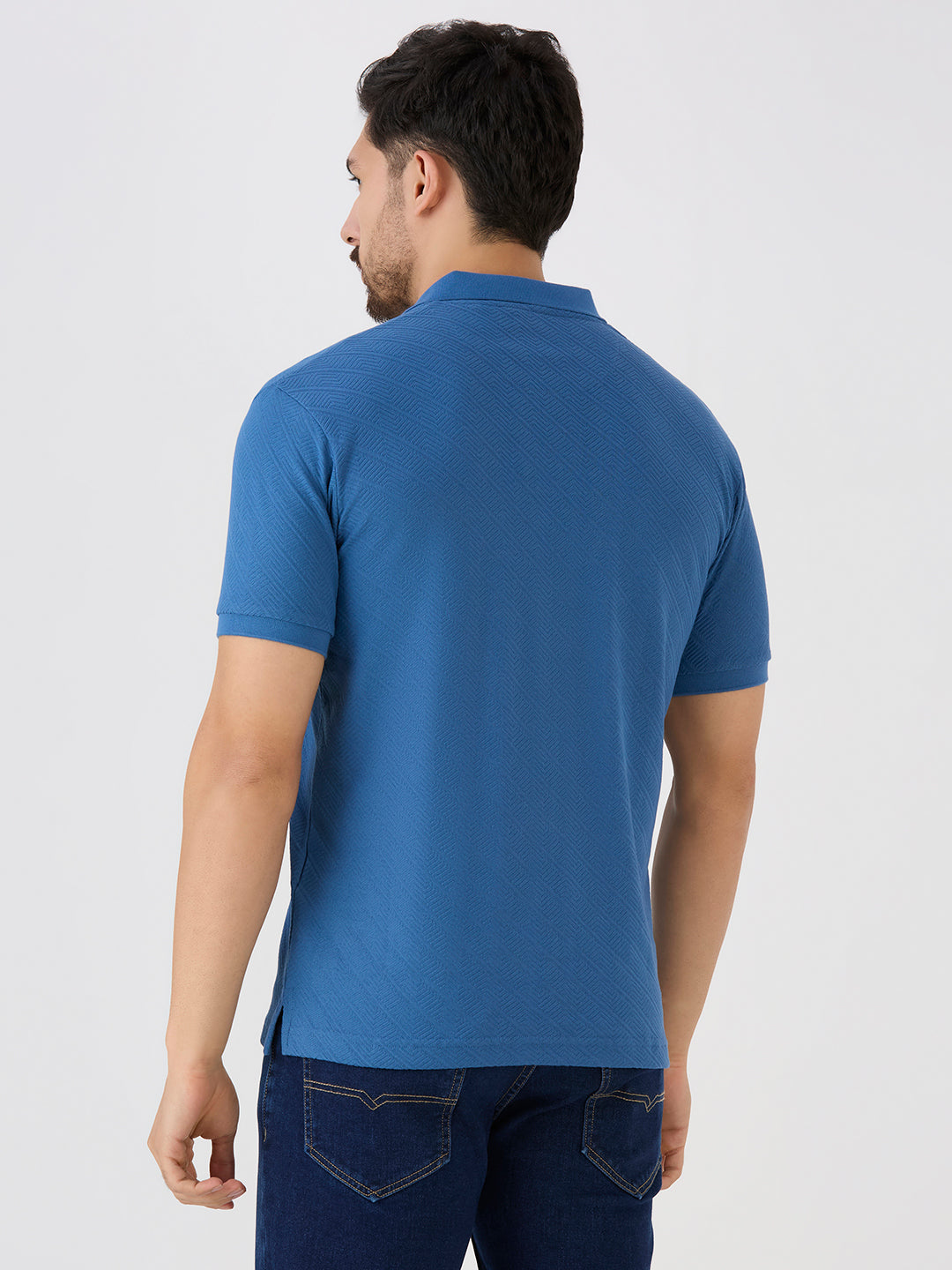 Air Force Jacquard Johny Collar Solid Polo