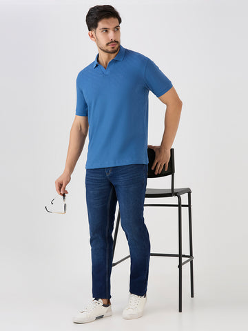 Air Force Jacquard Johny Collar Solid Polo