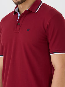 Maroon Pique Lycra Solid Polo