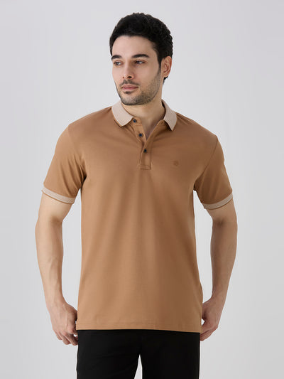 Brown Mercerised Cotton Polo