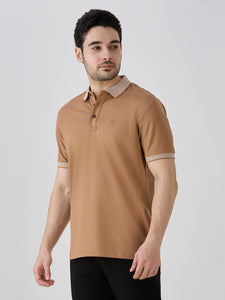 Brown Mercerised Cotton Polo