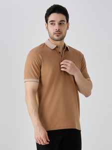 Brown Mercerised Cotton Polo