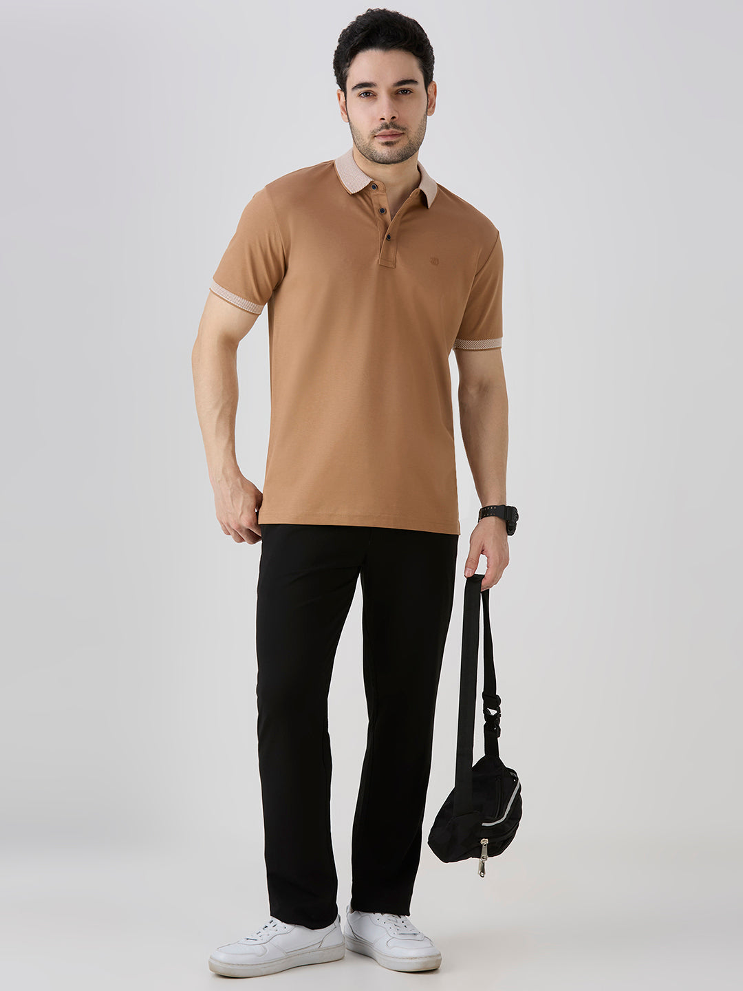 Brown Mercerised Cotton Polo