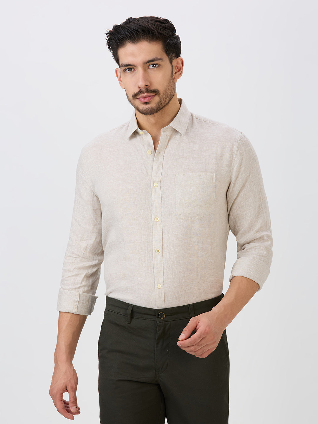 Natural Slim Fit Premium Linen Solid Shirt