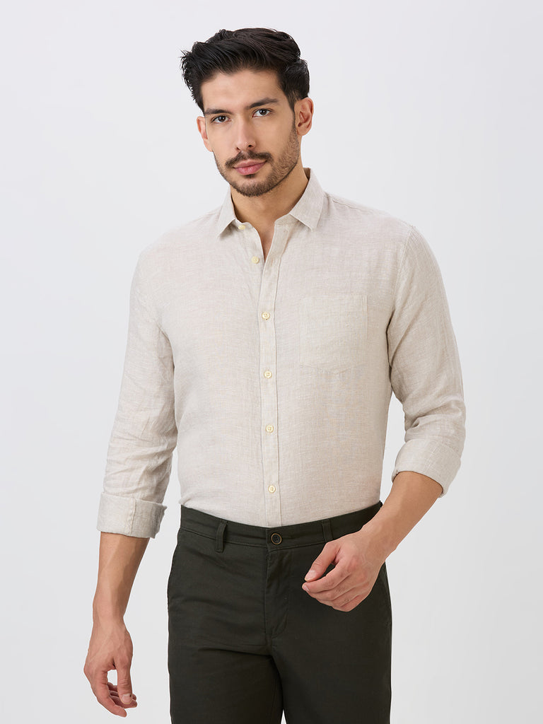 Natural Slim Fit Premium Linen Solid Shirt