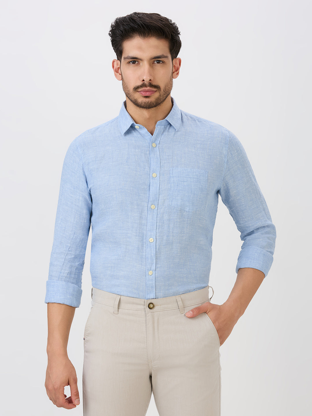 Sky Slim Fit Premium Linen Solid Shirt