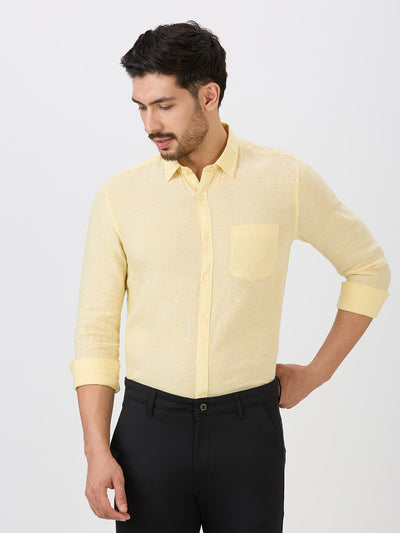 Lemon Slim Fit Premium Linen Solid Shirt