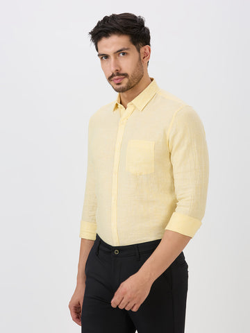Lemon Slim Fit Premium Linen Solid Shirt
